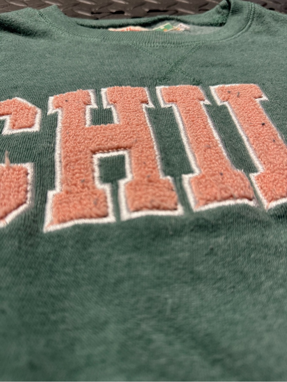 Vintage Havana Girls Chill Crewneck Sweatshirt Green Pink Size M 10/12 - Picture 3 of 11